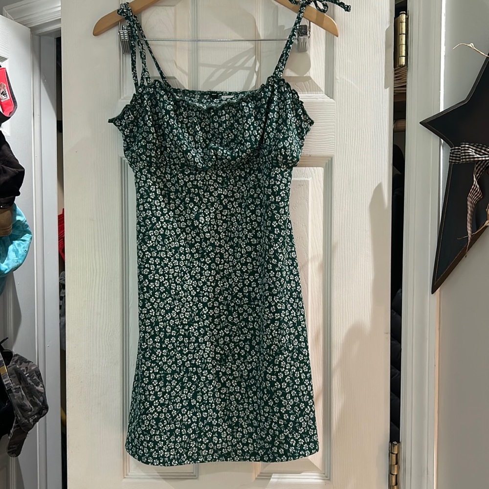 Green dress with white flowers